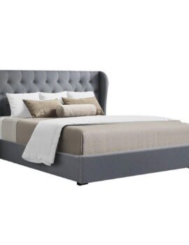 Artiss Bed Frame Queen Size Gas Lift Grey ISSA