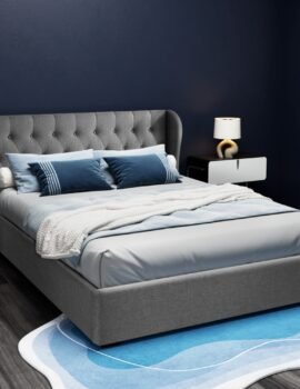 Artiss Bed Frame Queen Size Gas Lift Grey ISSA