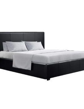 Artiss Bed Frame Queen Size Gas Lift Black NINO