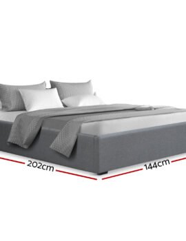 Artiss Bed Frame Double Size Gas Lift Base Grey TOKI