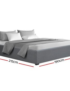 Artiss Bed Frame King Size Gas Lift Base Grey TOKI