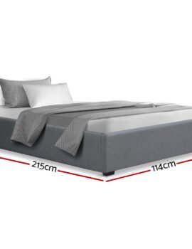 Artiss Bed Frame King Single Size Gas Lift Base Grey TOKI