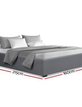 Artiss Bed Frame Queen Size Gas Lift Base Grey TOKI