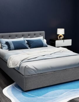 Artiss Bed Frame Queen Size Gas Lift Grey VILA