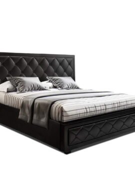 Artiss Bed Frame Queen Size Gas Lift Black TIYO