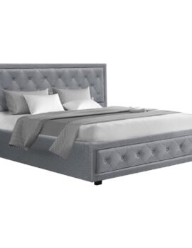 Artiss Bed Frame King Size Gas Lift Grey TIYO