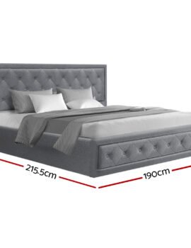 Artiss Bed Frame King Size Gas Lift Grey TIYO