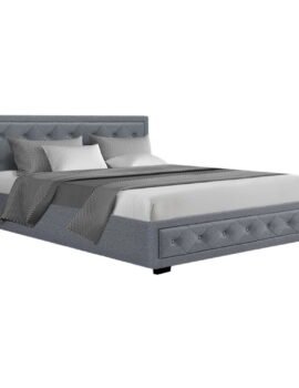 Artiss Bed Frame Queen Size Gas Lift Grey TIYO