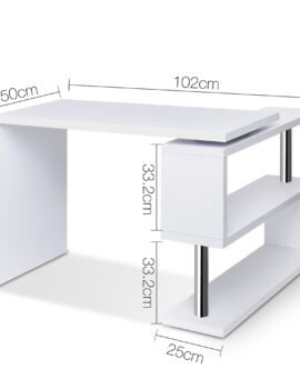 Artiss Computer Desk L-Shape Bookshelf White