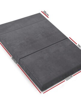 Giselle Bedding Foldable Mattress Folding Foam Bed Mat Double Grey