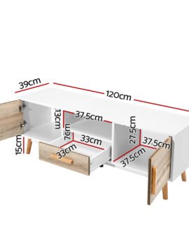 Artiss TV Cabinet Entertainment Unit 120cm Wood White Gino