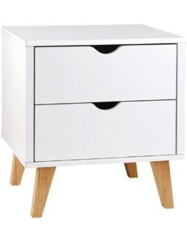 Artiss Bedside Table 2 Drawers – ANDERS White