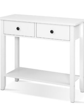 Artiss Console Table 2 Drawers 80CM White Chole