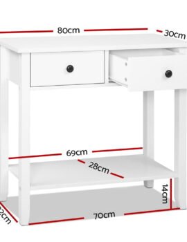 Artiss Console Table 2 Drawers 80CM White Chole