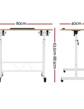 Artiss Laptop Desk Table Adjustable 80CM Light Wood