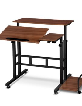 Artiss Laptop Desk Table Adjustable Dark Wood 80CM