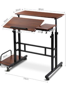 Artiss Laptop Desk Table Adjustable Dark Wood 80CM