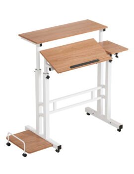 Artiss Laptop Desk Table Adjustable Light Wood 80CM