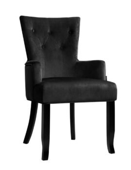 Artiss Dining Chair Velvet French Provincial Armchair Black