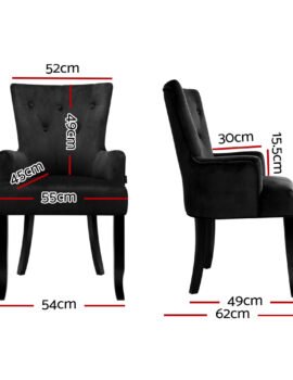 Artiss Dining Chair Velvet French Provincial Armchair Black