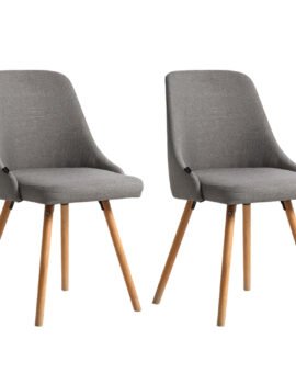 Artiss Dining Chairs Set of 2 Fabric Wooden Grey