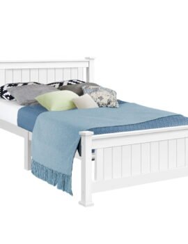 Artiss Bed Frame King Single Size Wooden White RIO