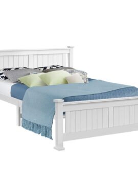 Artiss Bed Frame Queen Size Wooden White RIO