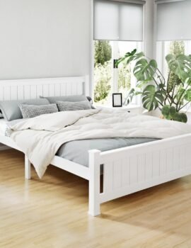 Artiss Bed Frame Queen Size Wooden White RIO