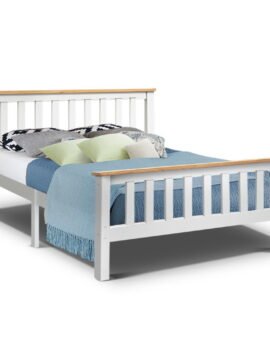 Artiss Bed Frame Double Size Wooden White PONY