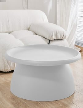 Artiss Coffee Table Round 71CM Plastic White