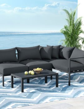 Gardeon 4 Seater Outdoor Sofa Set Aluminium Patio Furniture Setting 4PC Charcoal