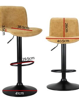 Artiss 4x Bar Stools Kitchen Swivel Gas Lift Chairs Brown