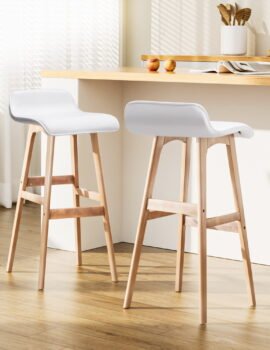 Artiss 2x Bar Stools Wooden Stool White