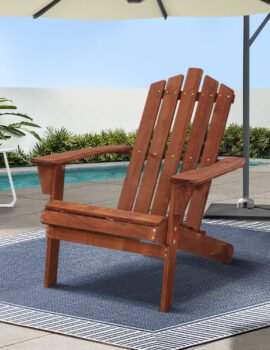 Gardeon Adirondack Outdoor Chairs Wooden Beach Chair Patio Furniture Garden – Brown
