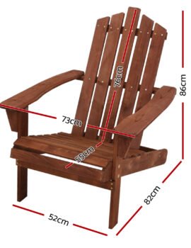 Gardeon Adirondack Outdoor Chairs Wooden Beach Chair Patio Furniture Garden – Brown