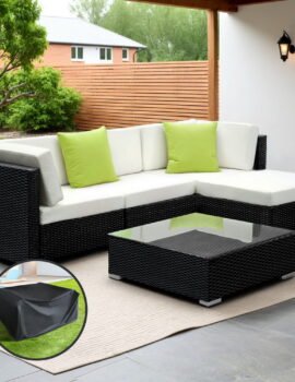 Gardeon 5-Piece Outdoor Sofa Set Wicker Couch Lounge Setting Cover