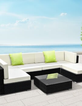 Gardeon 7-Piece Outdoor Sofa Set Wicker Couch Lounge Setting 6 Seater