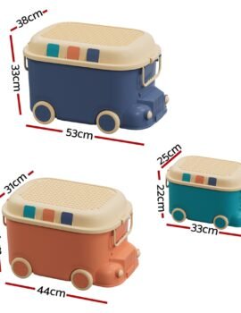 Keezi 3PCS Toy Storage Box Cute Car Toy Container Kids Toys Organiser Snack Boxes