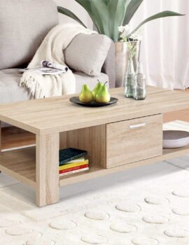 Artiss Coffee Table 1 Drawer Oak Maxi