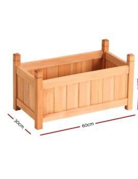 Green Fingers Garden Bed 60x30x33cm Wooden Planter Box Raised Container Growing