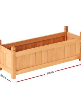 Green Fingers Garden Bed 90x30x33cm Wooden Planter Box Raised Container Growing