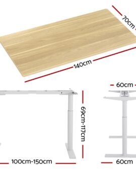 Artiss Standing Desk Motorised Electric Dual Motor 140CM White Oak
