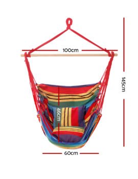 Gardeon Hammock Chair Outdoor Camping Hanging Hammocks Cushion Pillow Rainbow