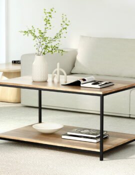 Artiss Coffee Table Rectangular 93CM Walnut Olin