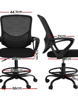 Artiss Office Chair Drafting Stool Computer Standing Desk Mesh Chairs Black