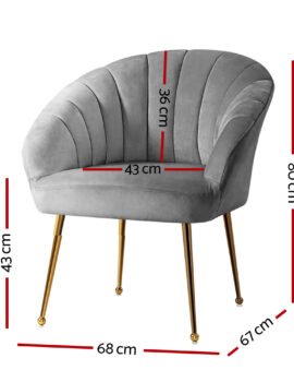 Artiss Armchair Velvet Grey Eloise