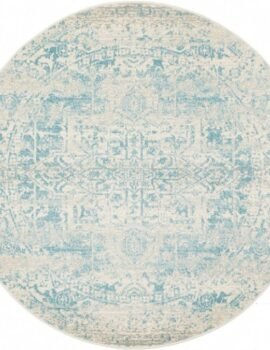 Evoke 253 White Blue Round by Rug Culture -240X240CM – ROUND