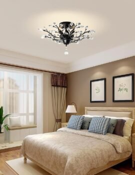 Crystal Chandelier LED Ceiling Light , 4 lights,  Black