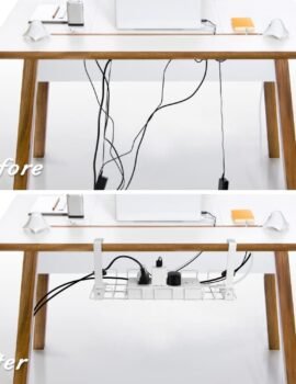2 pack Under Desk Cable Management Tray, White