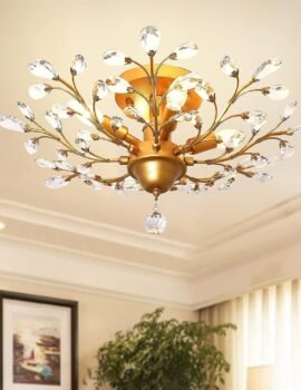 Crystal Chandelier Vintage, 4 Lights, Gold